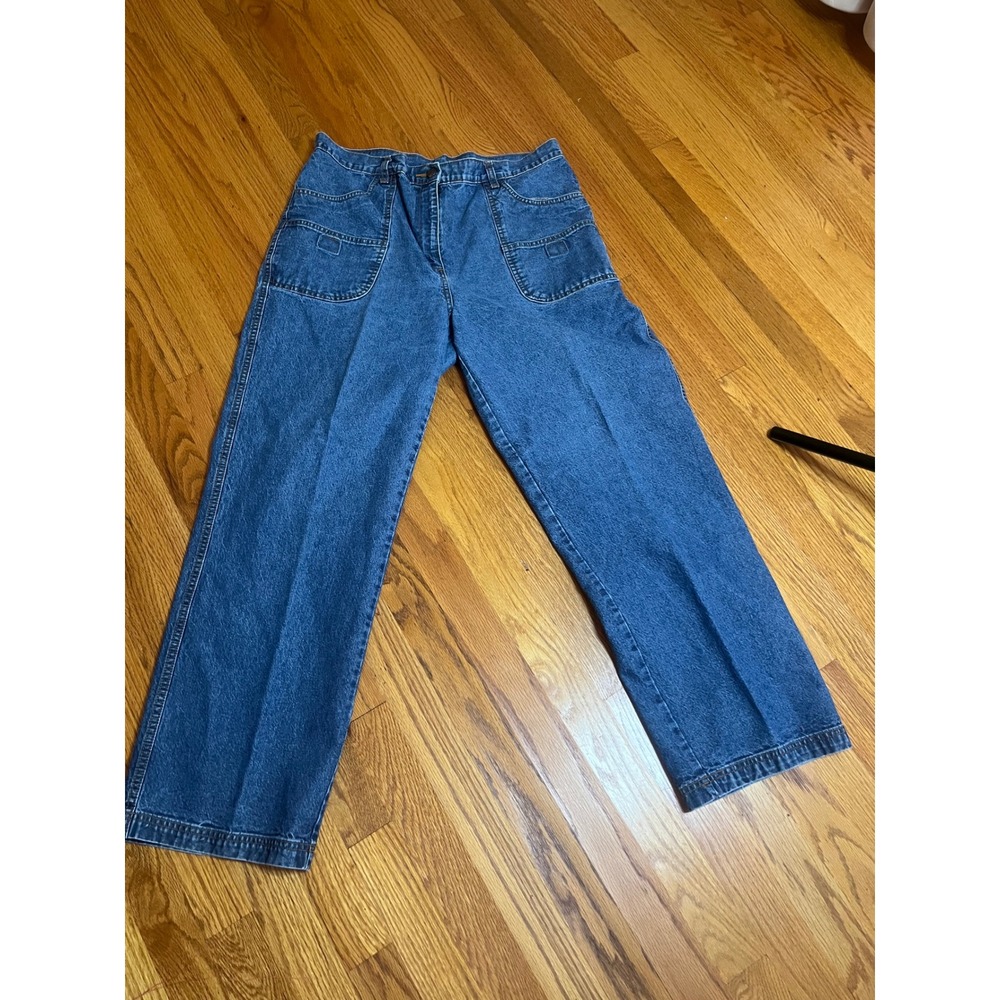 Vintage Bill Blass High Waisted Wide Leg Patch Pocket Denim Jeans Medium Wash 14